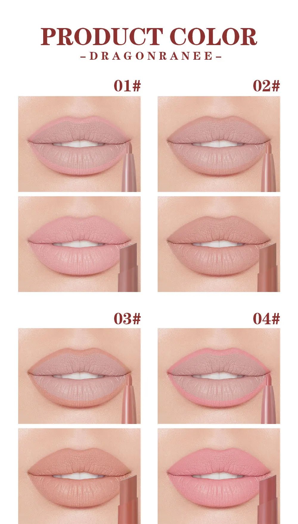2 - in - 1 Double Head Matte Lip Liner Pencil — Waterproof Long - Lasting Beige & Red Brightening Outline Stick - Mzunye