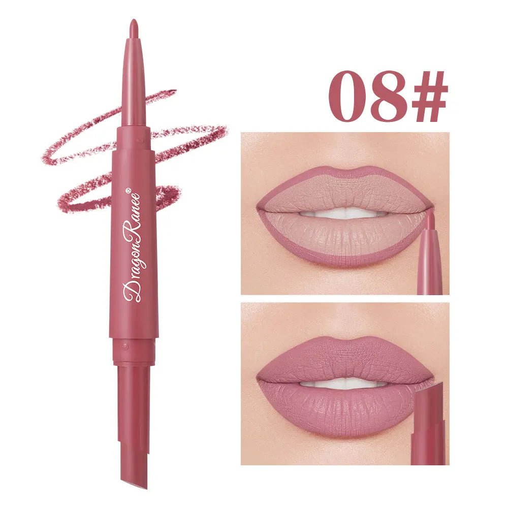 2 - in - 1 Double Head Matte Lip Liner Pencil — Waterproof Long - Lasting Beige & Red Brightening Outline Stick - Mzunye