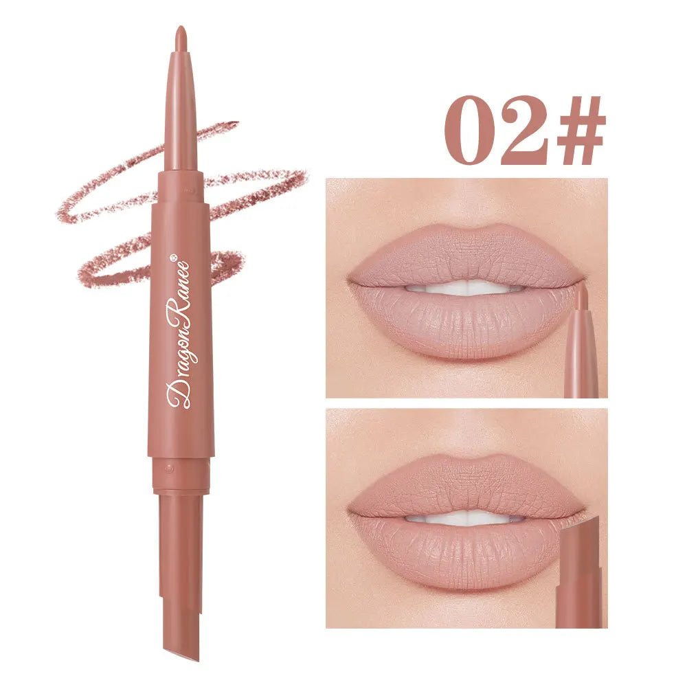 2 - in - 1 Double Head Matte Lip Liner Pencil — Waterproof Long - Lasting Beige & Red Brightening Outline Stick - Mzunye