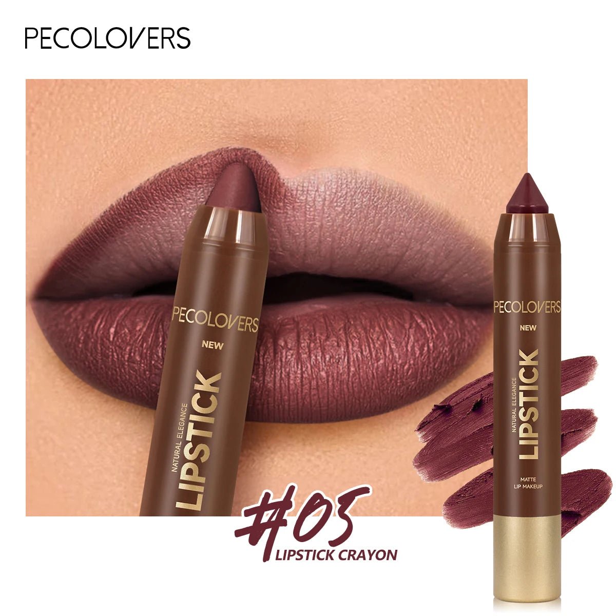 2 - in - 1 Matte Lipstick & Lip Liner Pencil — Waterproof Long - Lasting Brown Velvet Lip Pen - Mzunye