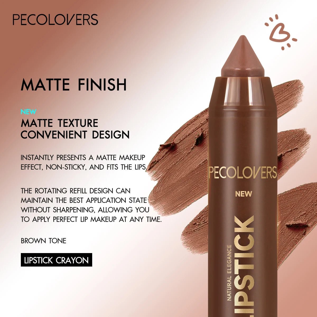 2 - in - 1 Matte Lipstick & Lip Liner Pencil — Waterproof Long - Lasting Brown Velvet Lip Pen - Mzunye