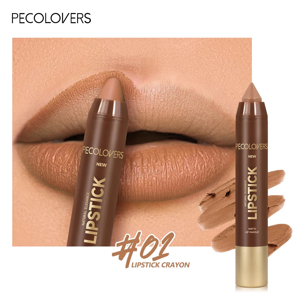 2 - in - 1 Matte Lipstick & Lip Liner Pencil — Waterproof Long - Lasting Brown Velvet Lip Pen - Mzunye