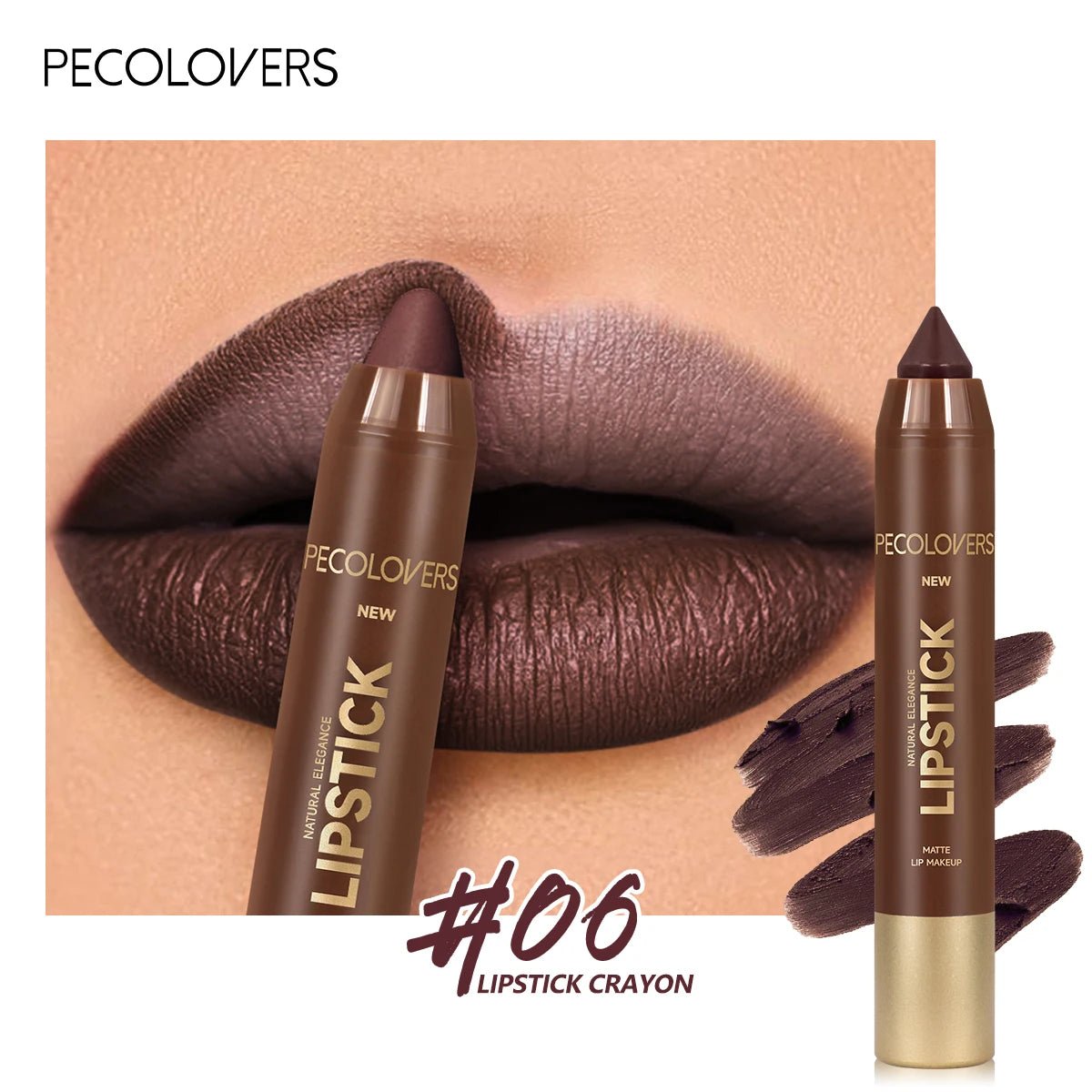 2 - in - 1 Matte Lipstick & Lip Liner Pencil — Waterproof Long - Lasting Brown Velvet Lip Pen - Mzunye