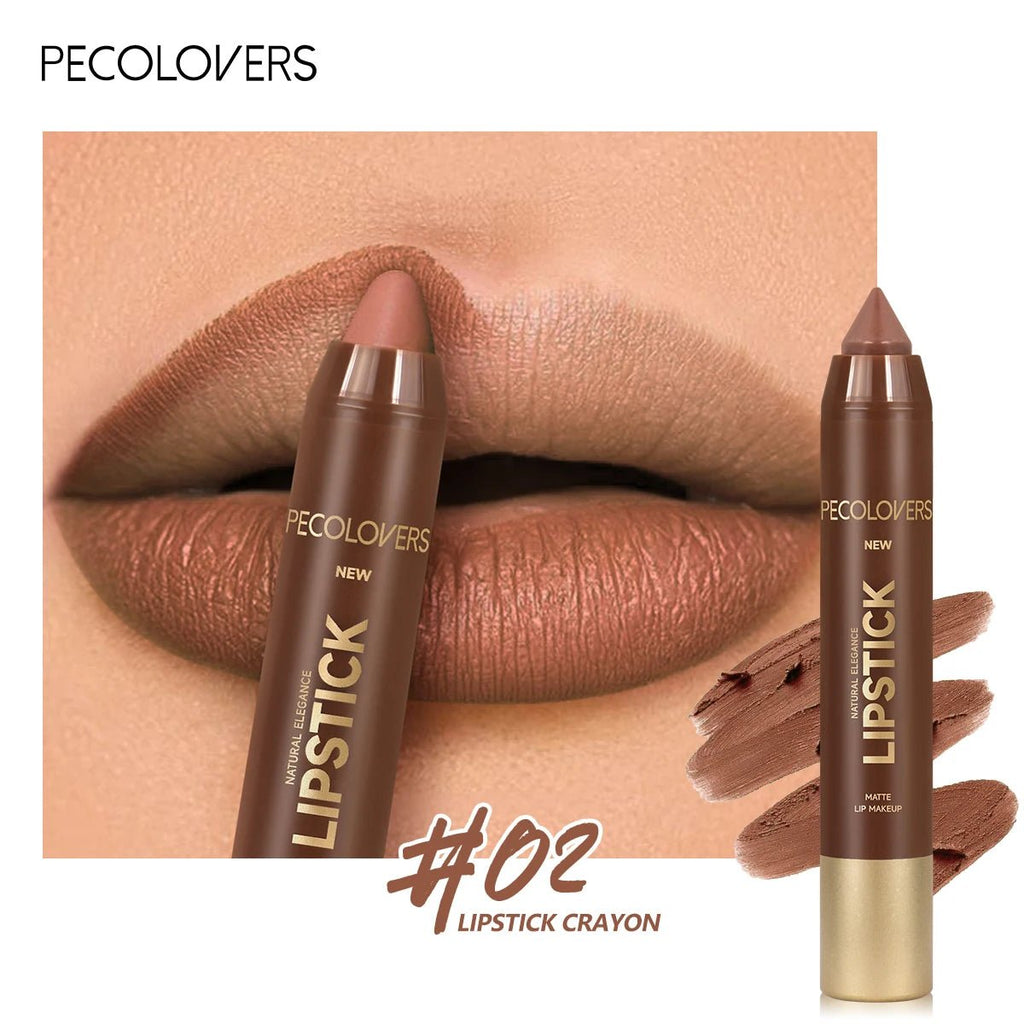 2 - in - 1 Matte Lipstick & Lip Liner Pencil — Waterproof Long - Lasting Brown Velvet Lip Pen - Mzunye