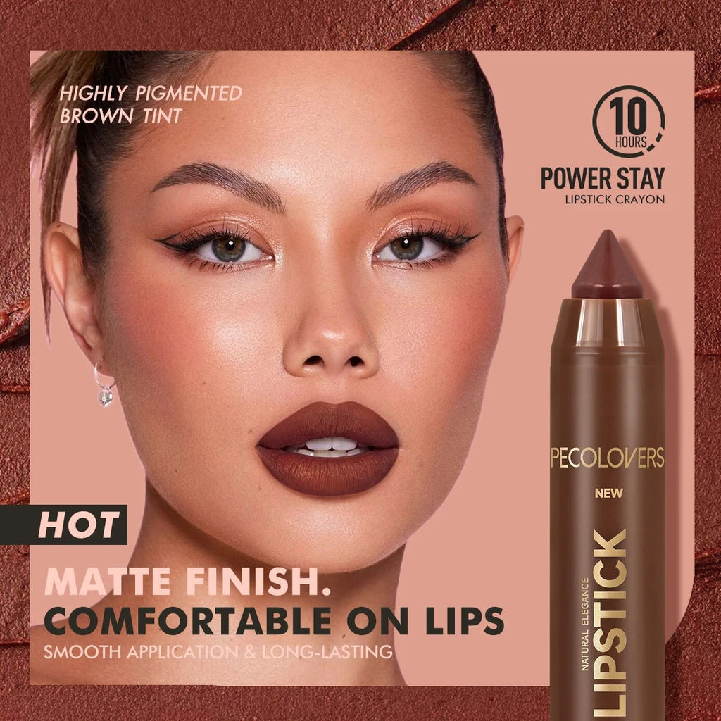 2 - in - 1 Matte Lipstick & Lip Liner Pencil — Waterproof Long - Lasting Brown Velvet Lip Pen - Mzunye