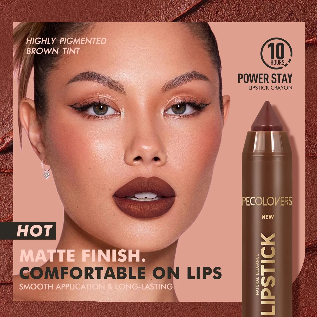 2 - in - 1 Matte Lipstick & Lip Liner Pencil — Waterproof Long - Lasting Brown Velvet Lip Pen - Mzunye