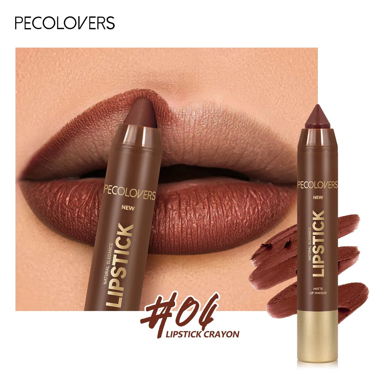 2 - in - 1 Matte Lipstick & Lip Liner Pencil — Waterproof Long - Lasting Brown Velvet Lip Pen - Mzunye
