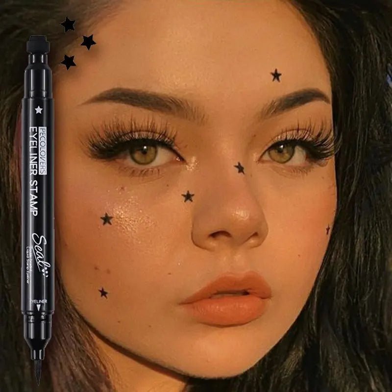 2 - in - 1 Star & Moon Stamp Liquid Eyeliner — Waterproof, Long - Lasting, 7 Shades - Mzunye
