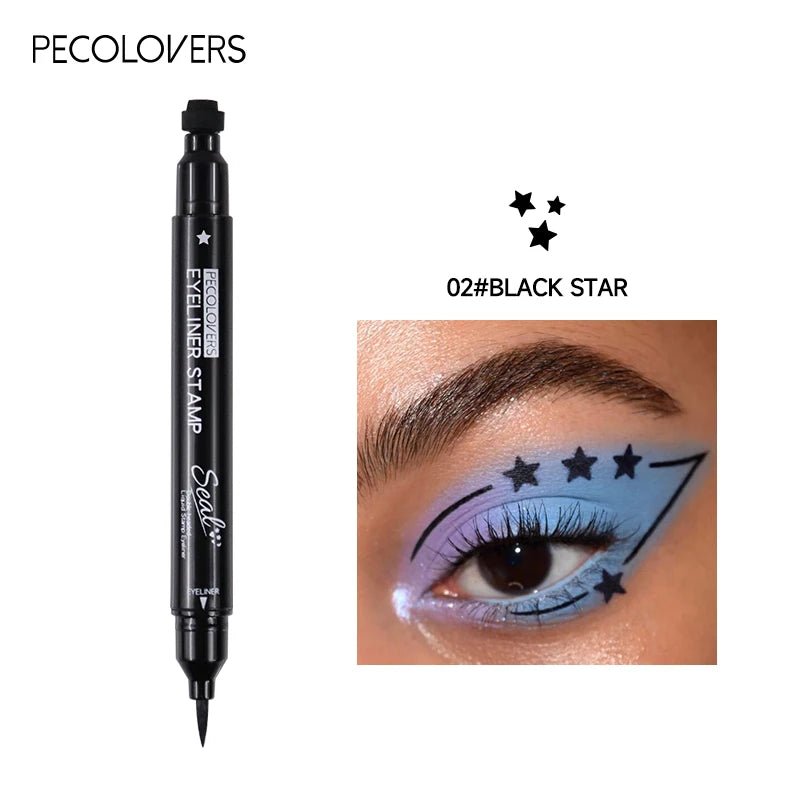 2 - in - 1 Star & Moon Stamp Liquid Eyeliner — Waterproof, Long - Lasting, 7 Shades - Mzunye
