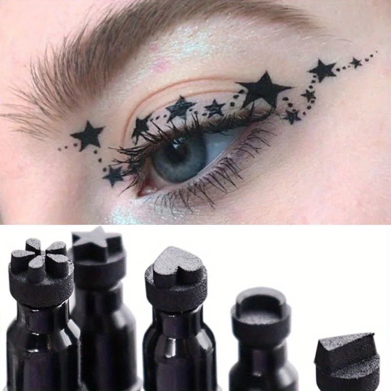 2 - in - 1 Star & Moon Stamp Liquid Eyeliner — Waterproof, Long - Lasting, 7 Shades - Mzunye