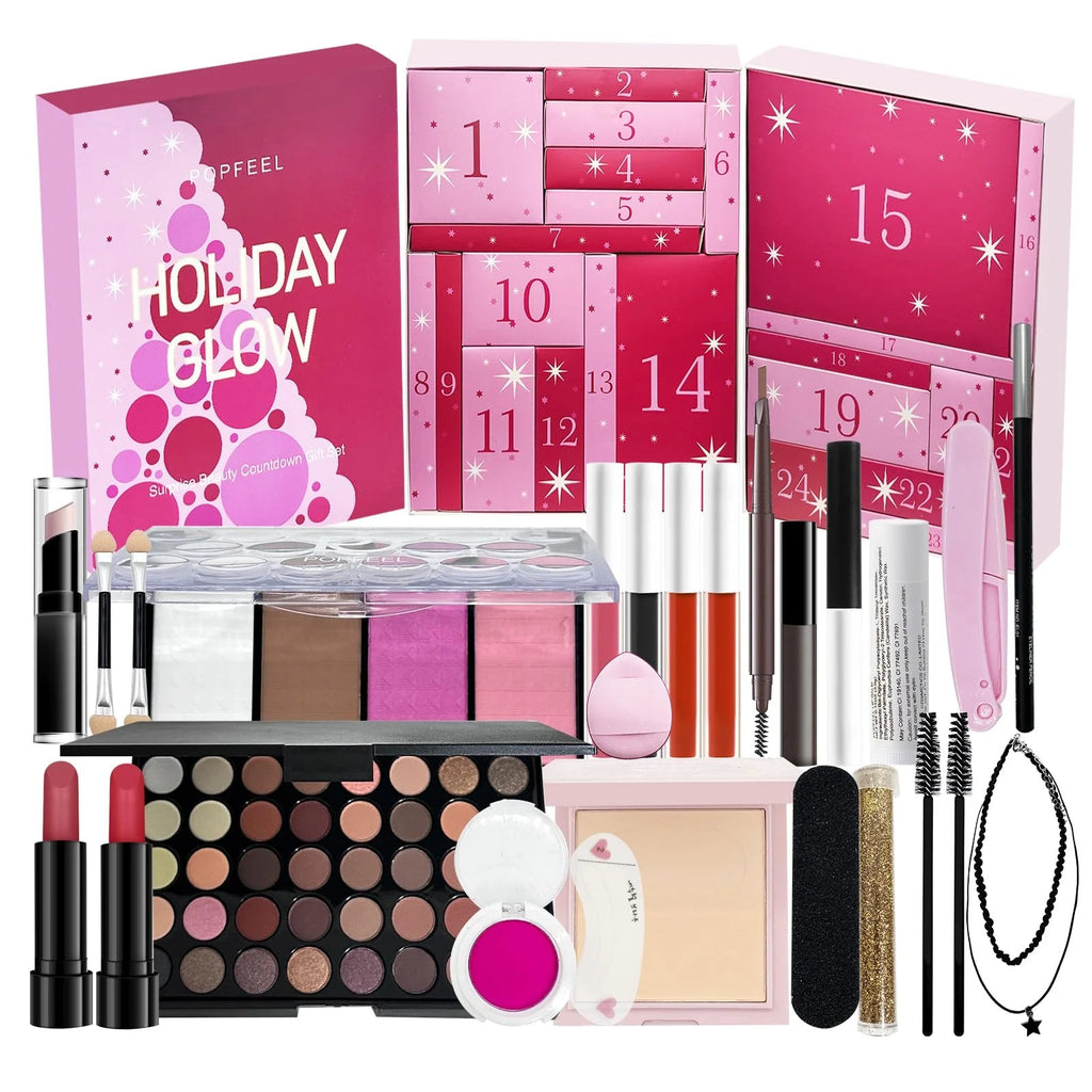 2025 Beauty Advent Calendar — 24 - Piece Christmas Makeup Countdown Gift Box - Mzunye