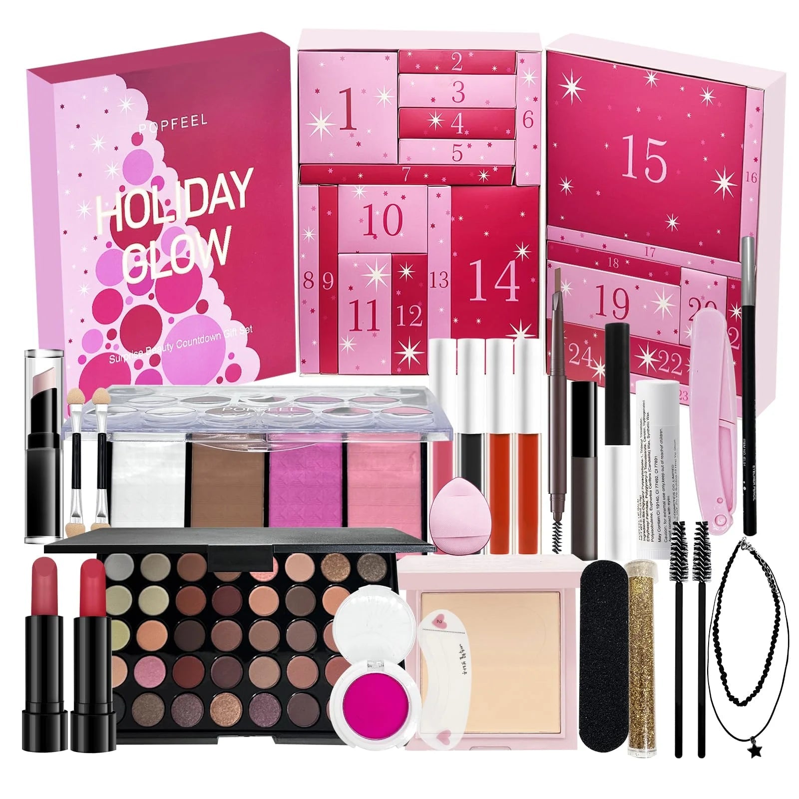 2025 Beauty Advent Calendar — 24 - Piece Christmas Makeup Countdown Gift Box - Mzunye