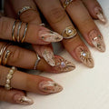 24 - Piece Almond Press - On Nails | Sun & Star French Tips with Gradient Design - Mzunye