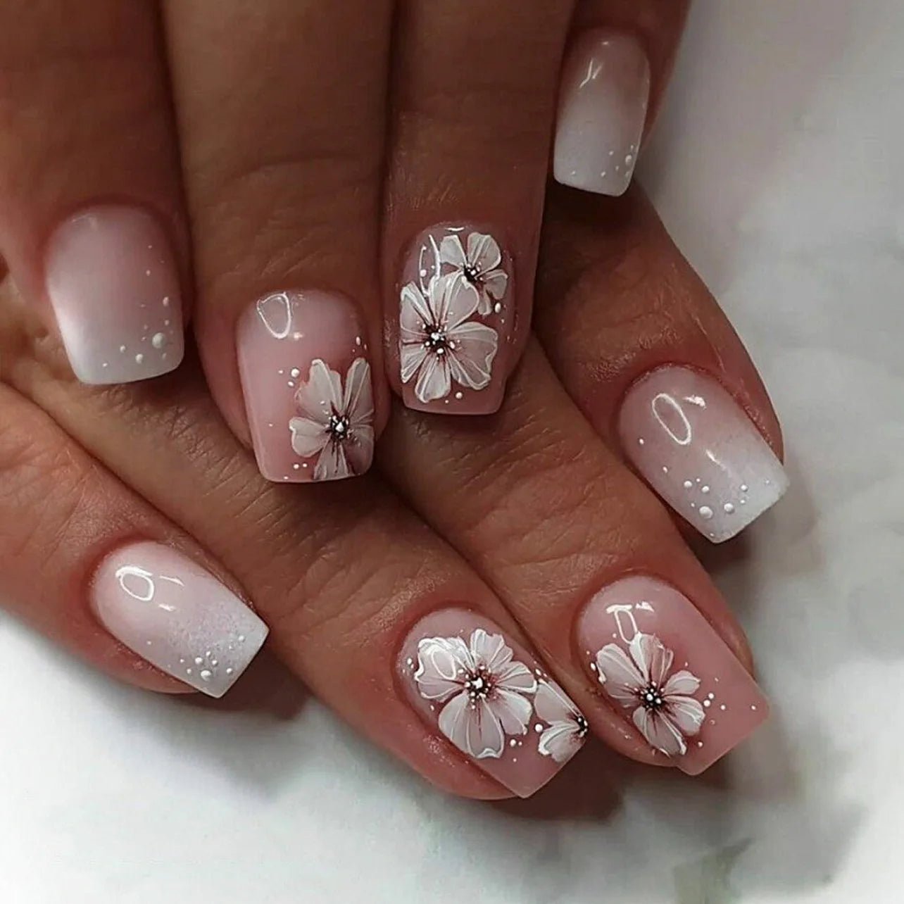 24 - Piece Long French Press - On Nails | 3D Flower Design — 25 Colors - Mzunye