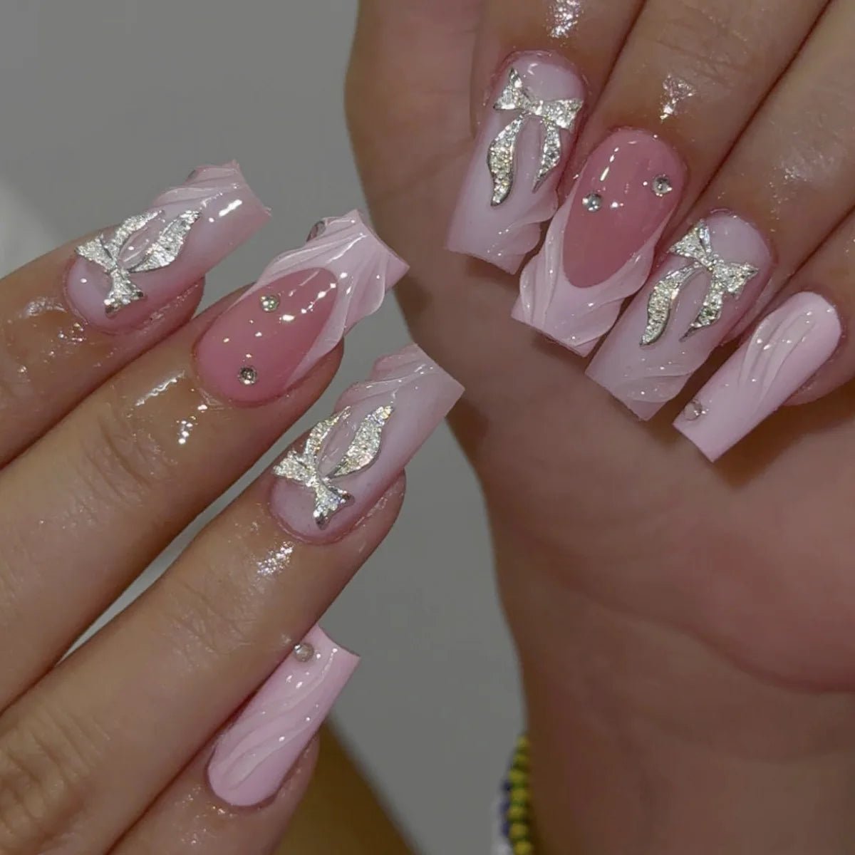 24 - Piece Long French Press - On Nails | 3D Flower Design — 25 Colors - Mzunye