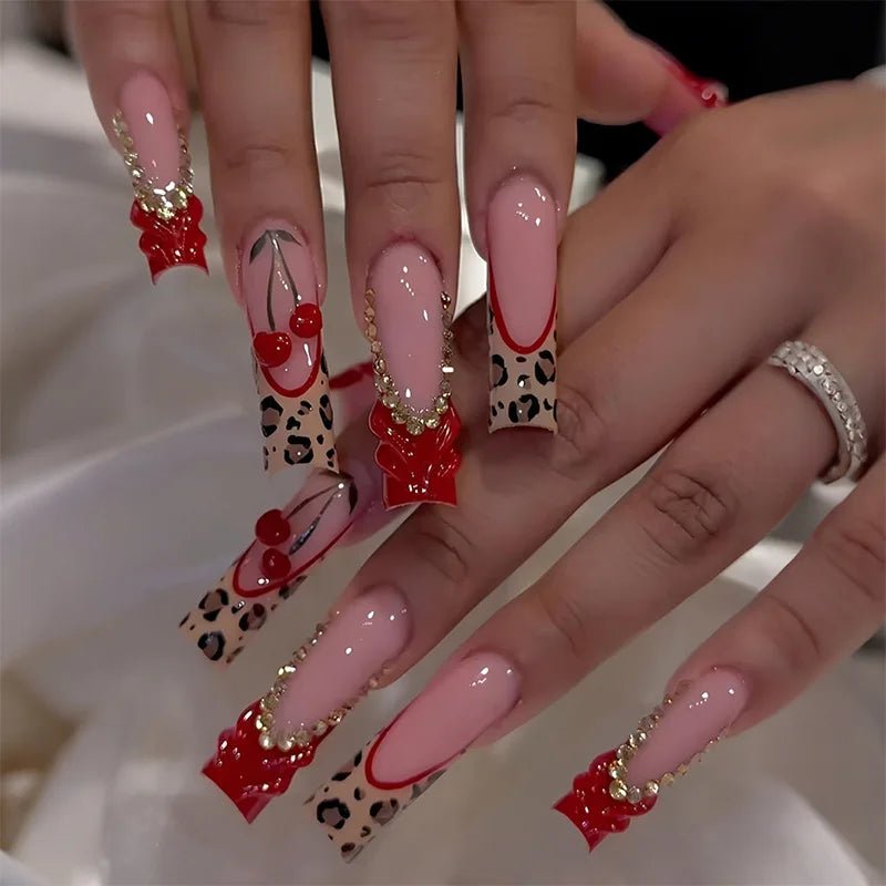 24 - Piece Long French Press - On Nails | 3D Flower Design — 25 Colors - Mzunye
