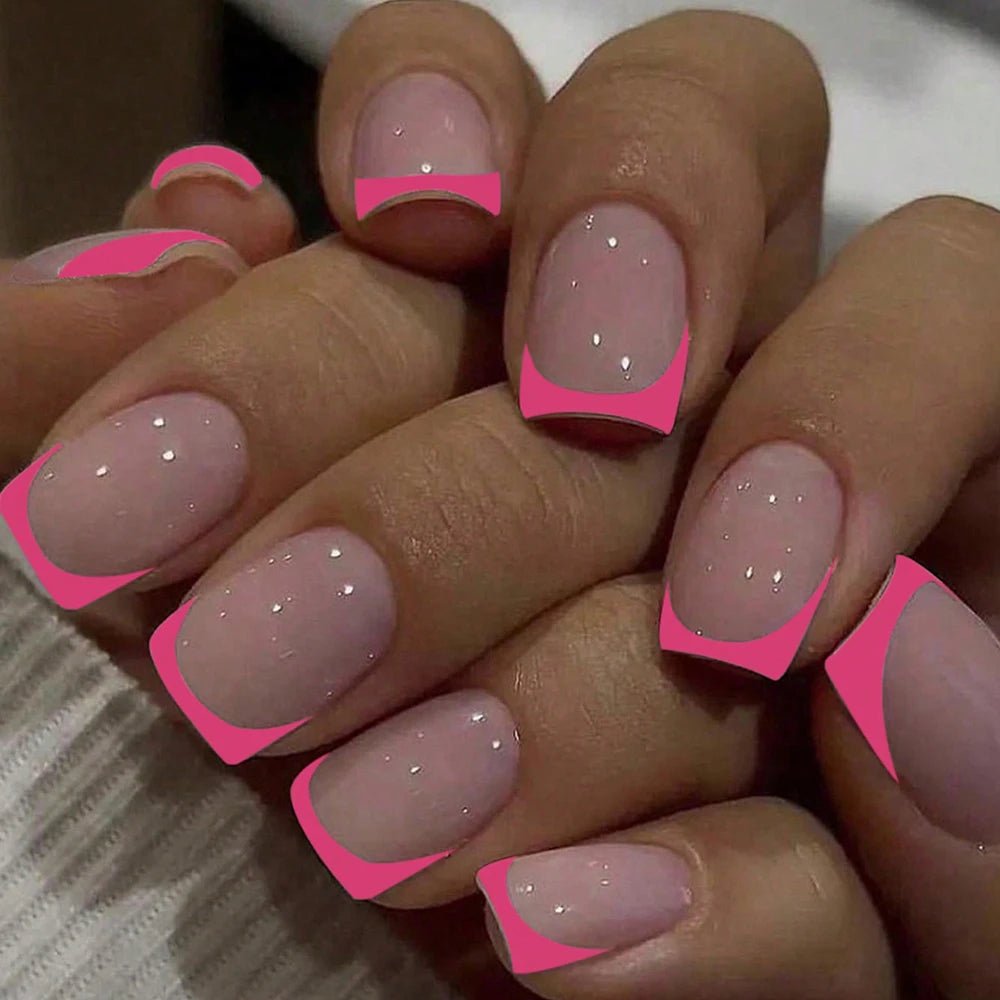 24 - Piece Short Square Press - On Nails | Y2K French Tips, Hearts & Bridal White — 25 Colors - Mzunye