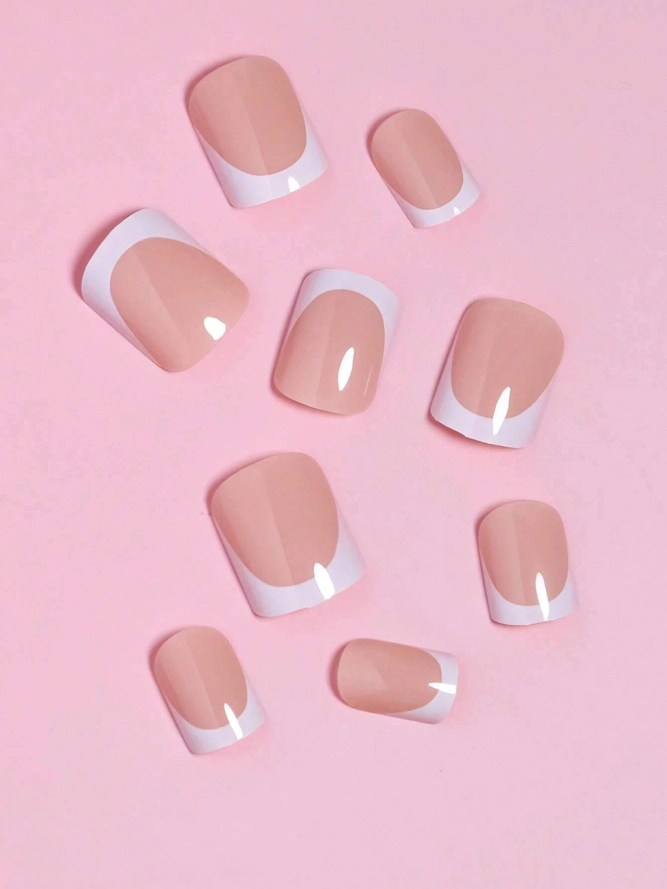 24 - Piece Short Square Press - On Nails | Y2K French Tips, Hearts & Bridal White — 25 Colors - Mzunye