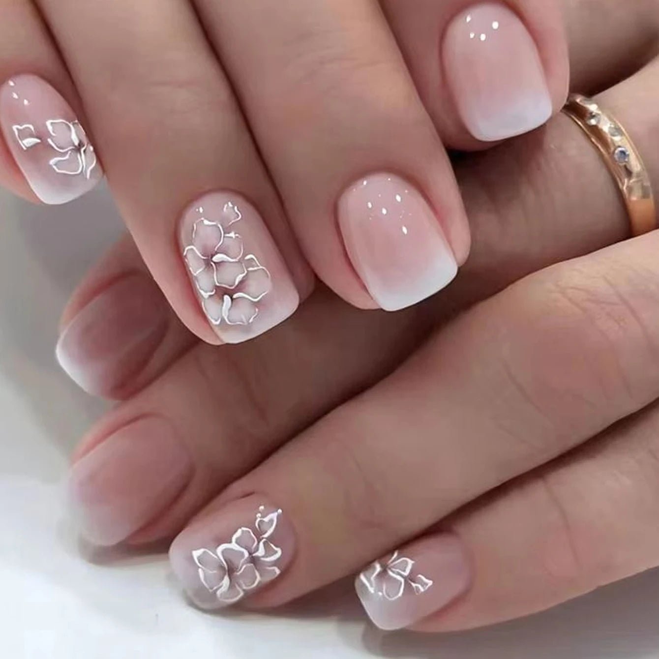 24 - Piece Short Square Press - On Nails | Y2K French Tips, Hearts & Bridal White — 25 Colors - Mzunye