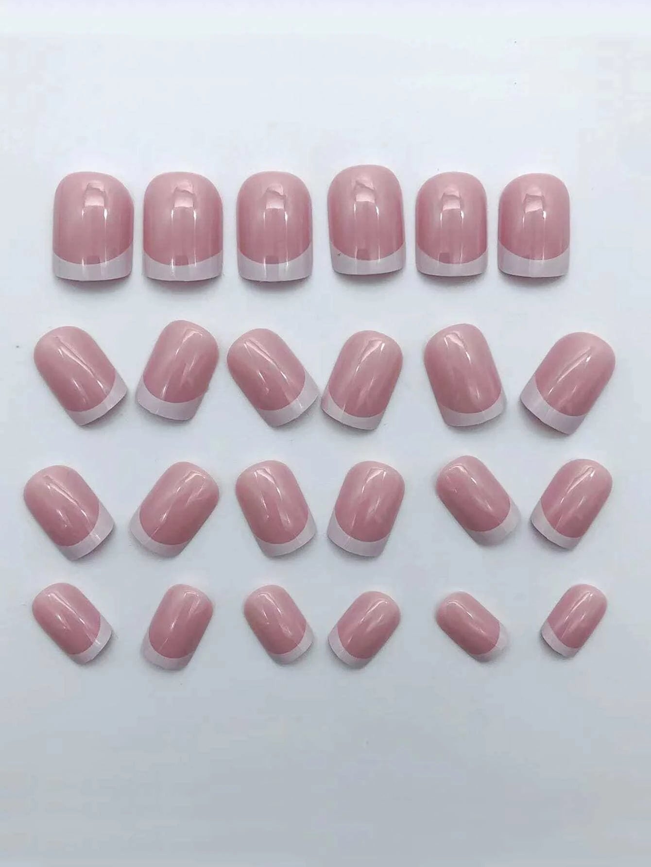 24 - Piece Short Square Press - On Nails | Y2K French Tips, Hearts & Bridal White — 25 Colors - Mzunye