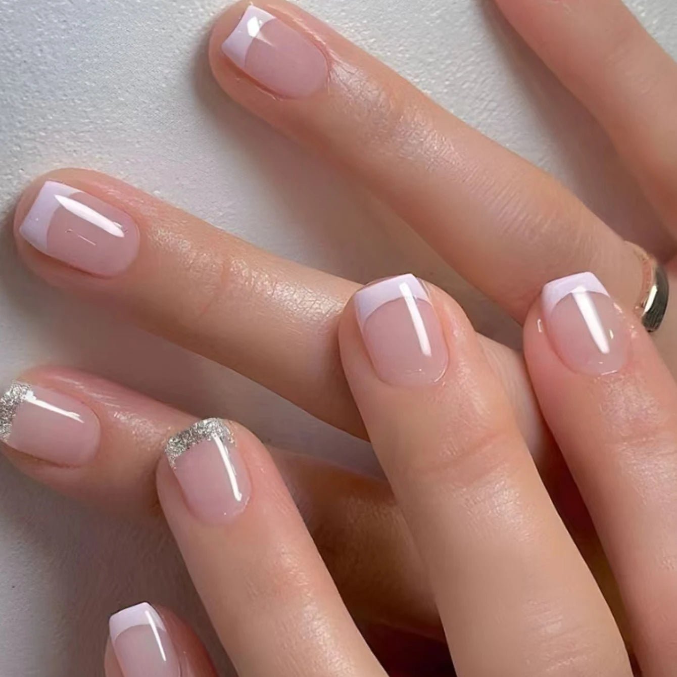 24 - Piece Short Square Press - On Nails | Y2K French Tips, Hearts & Bridal White — 25 Colors - Mzunye