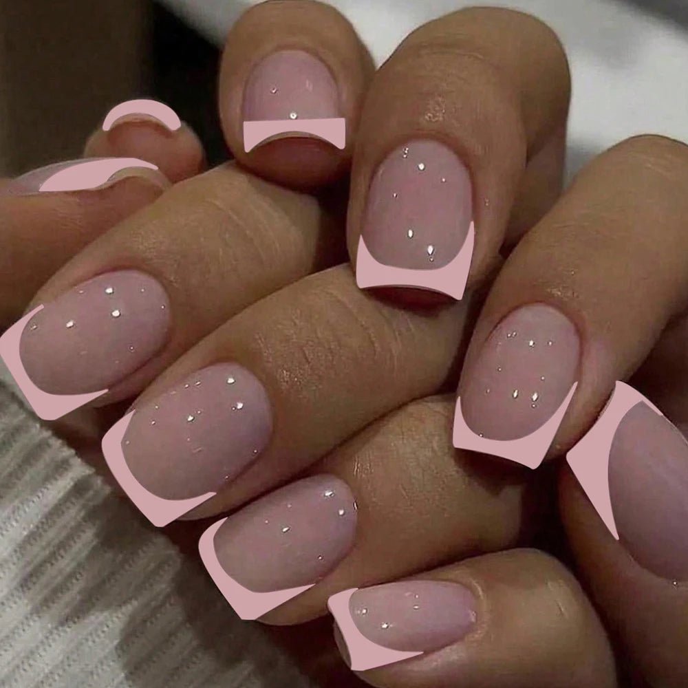 24 - Piece Short Square Press - On Nails | Y2K French Tips, Hearts & Bridal White — 25 Colors - Mzunye