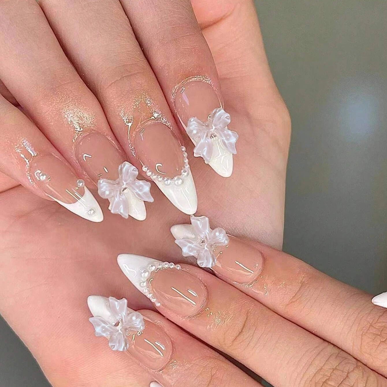 24 - Piece Short Square Press - On Nails | Y2K French Tips, Hearts & Bridal White — 25 Colors - Mzunye