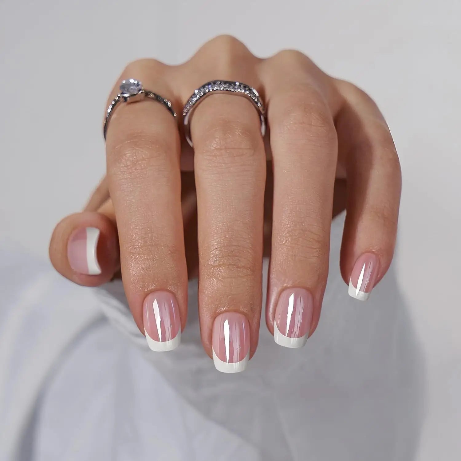 24 - Piece Short Square Press - On Nails | Y2K French Tips, Hearts & Bridal White — 25 Colors - Mzunye