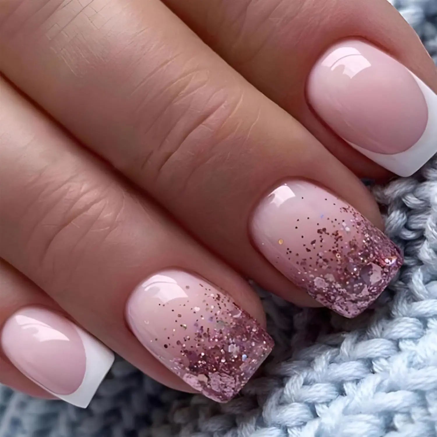24 - Piece Short Square Press - On Nails | Y2K French Tips, Hearts & Bridal White — 25 Colors - Mzunye