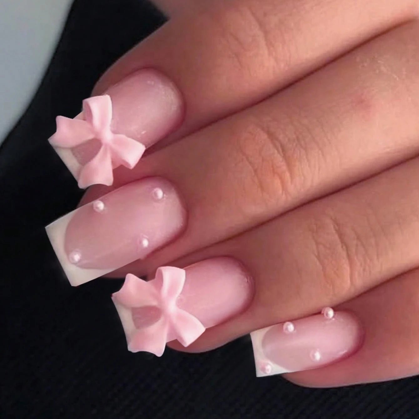24 - Piece Short Square Press - On Nails | Y2K French Tips, Hearts & Bridal White — 25 Colors - Mzunye