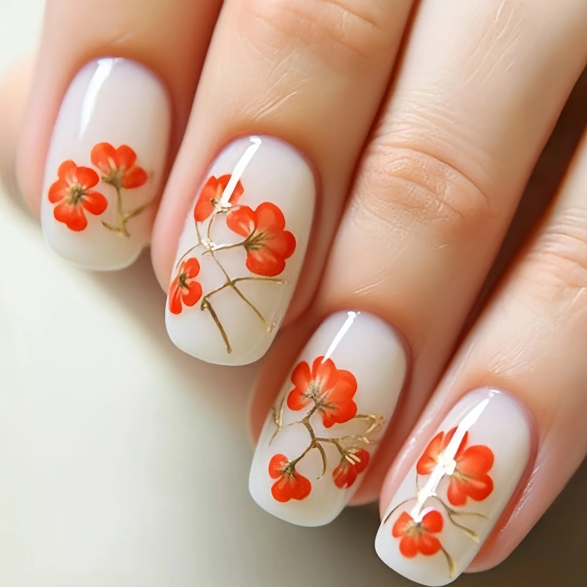 24 - Piece Spring & Summer Press - On Nails | Gradient Peach, Flowers, Butterfly & Heart Designs — 15 Styles - Mzunye