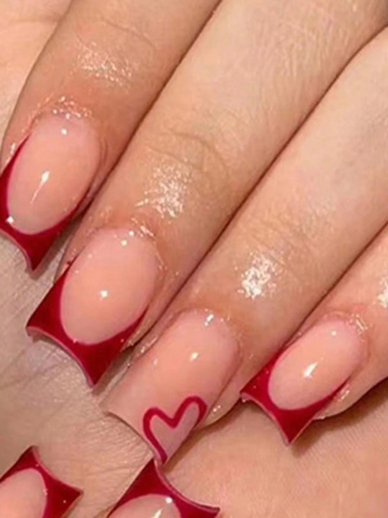 24pcs Ballerina Press - On Nails — Black French Tip Love Design Summer Nails in 19 Colors - Mzunye