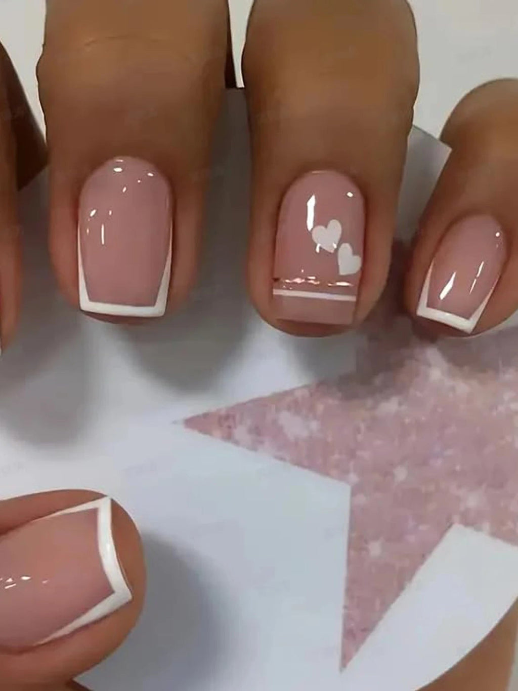 24pcs Ballerina Press - On Nails — Black French Tip Love Design Summer Nails in 19 Colors - Mzunye