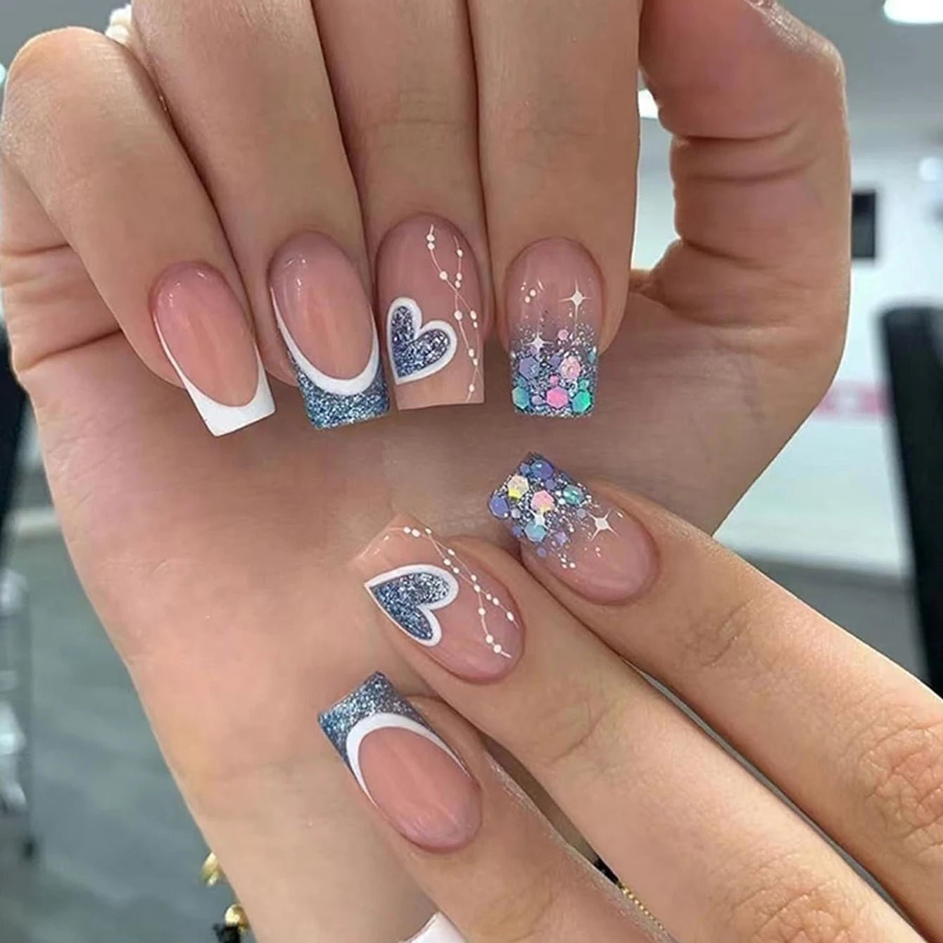 24pcs Ballerina Press - On Nails — Black French Tip Love Design Summer Nails in 19 Colors - Mzunye