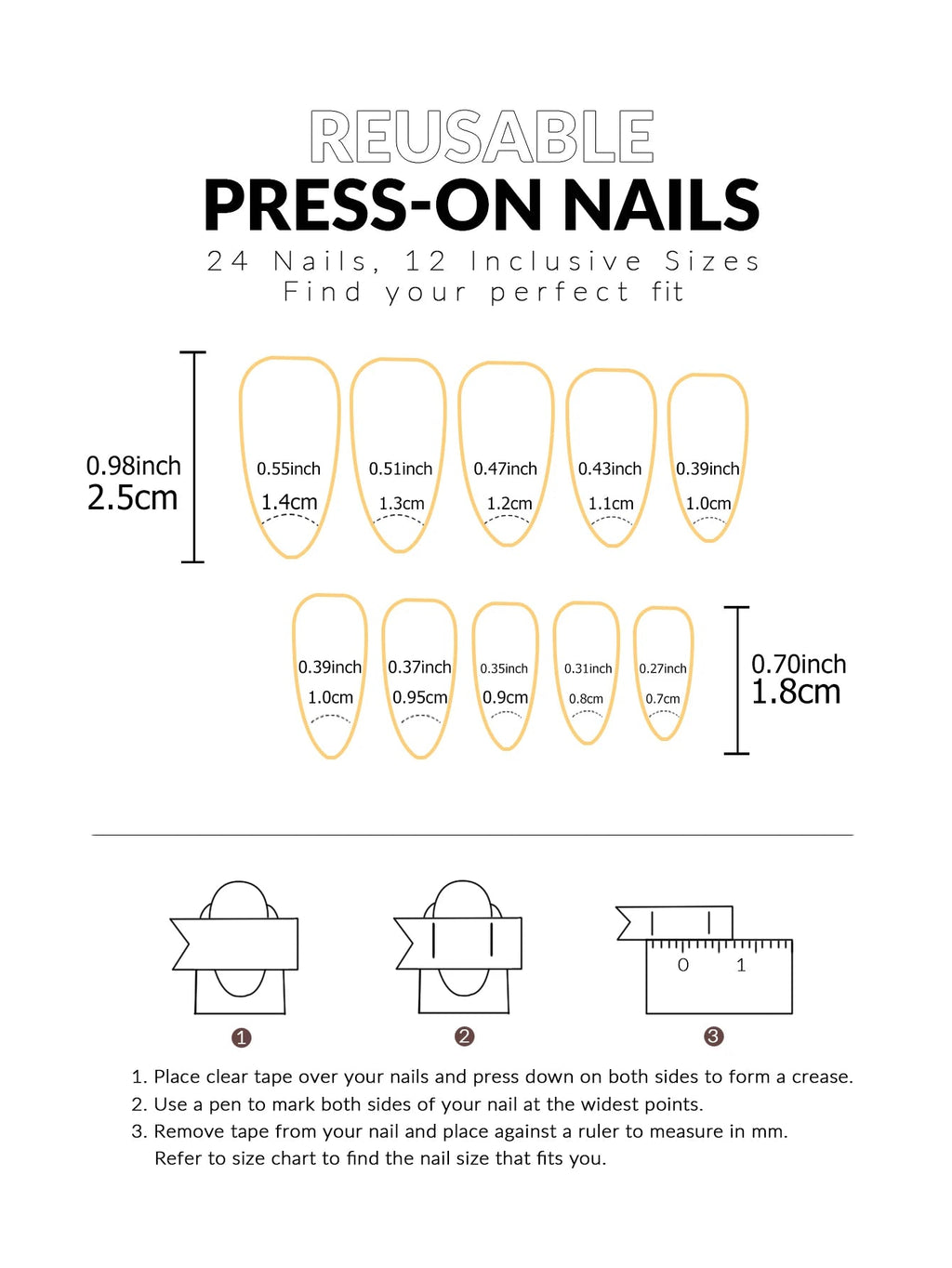 24pcs Ballerina Press - On Nails — Black French Tip Love Design Summer Nails in 19 Colors - Mzunye