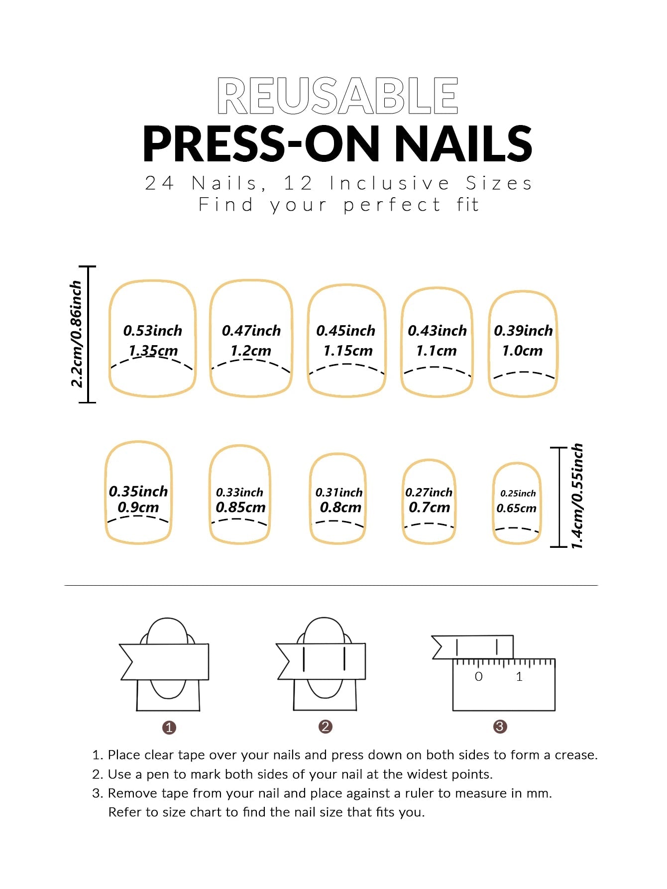 24pcs Ballerina Press - On Nails — Black French Tip Love Design Summer Nails in 19 Colors - Mzunye