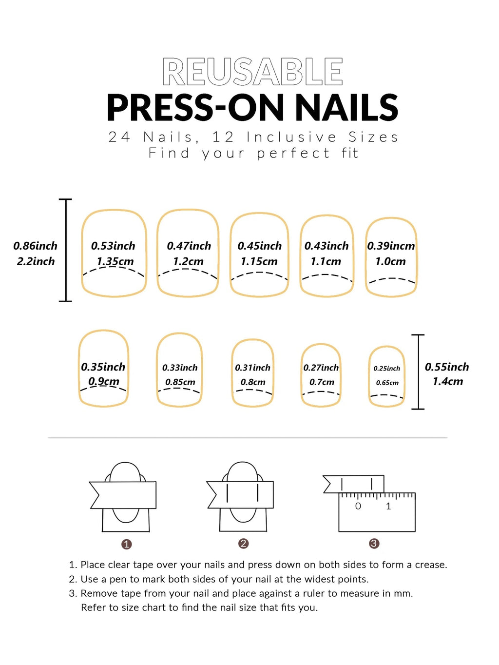 24pcs Ballerina Press - On Nails — Black French Tip Love Design Summer Nails in 19 Colors - Mzunye