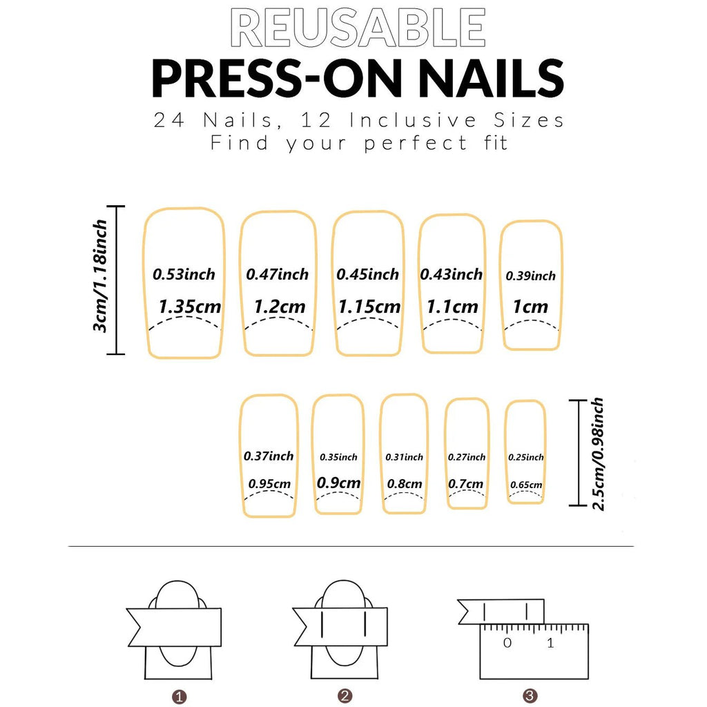 24pcs Ballerina Press - On Nails — Black French Tip Love Design Summer Nails in 19 Colors - Mzunye