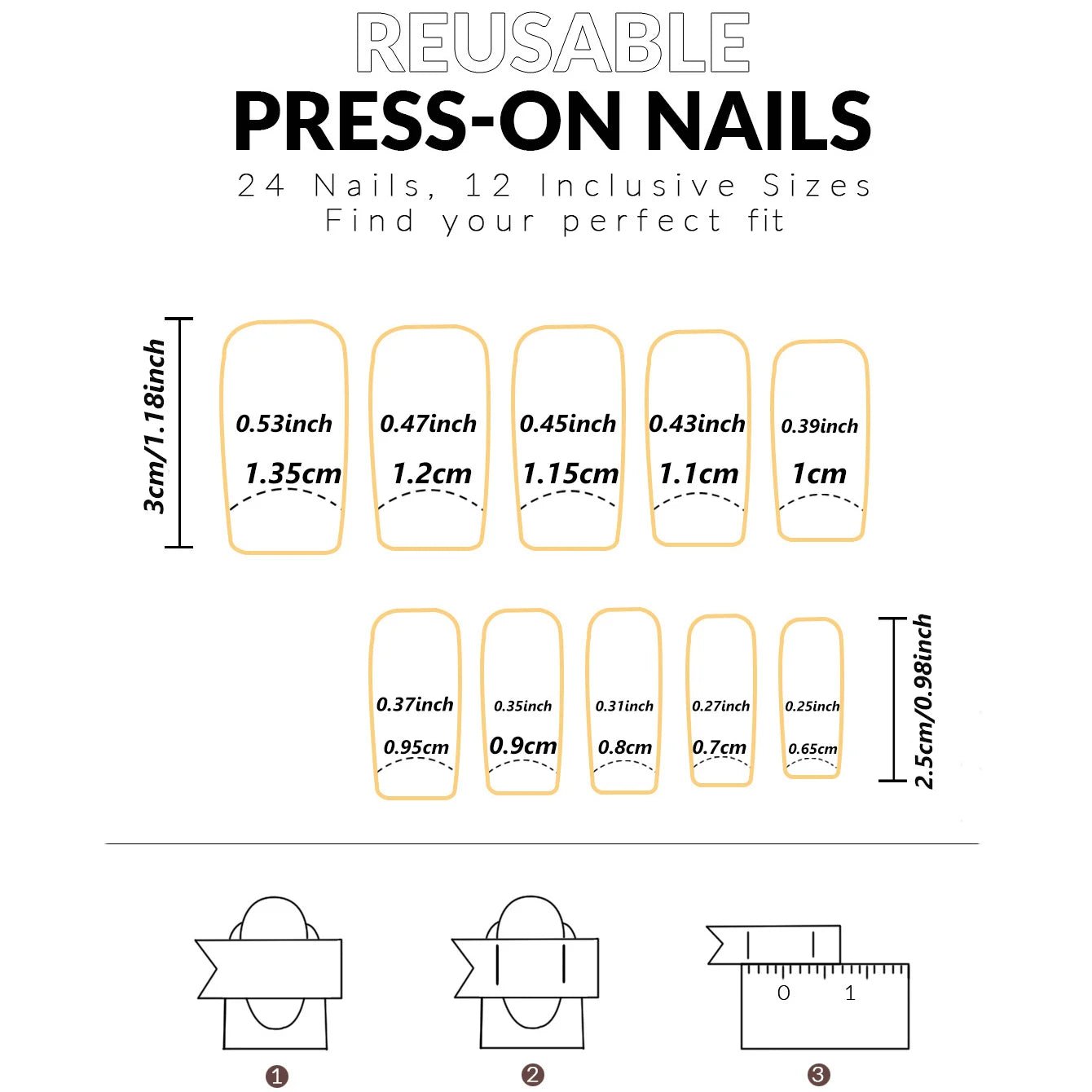 24pcs Ballerina Press - On Nails — Black French Tip Love Design Summer Nails in 19 Colors - Mzunye