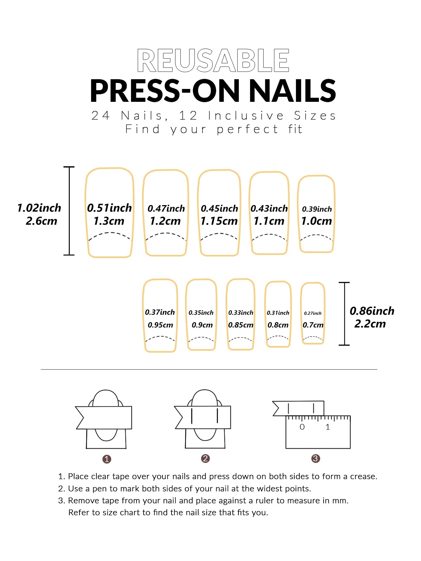 24pcs Ballerina Press - On Nails — Black French Tip Love Design Summer Nails in 19 Colors - Mzunye