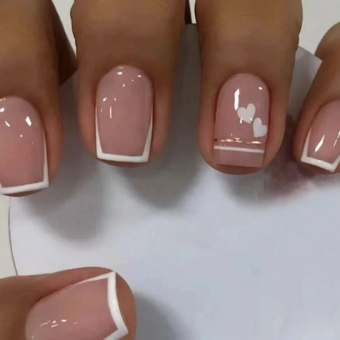24pcs Ballerina Press - On Nails — Black French Tip Love Design Summer Nails in 19 Colors - Mzunye