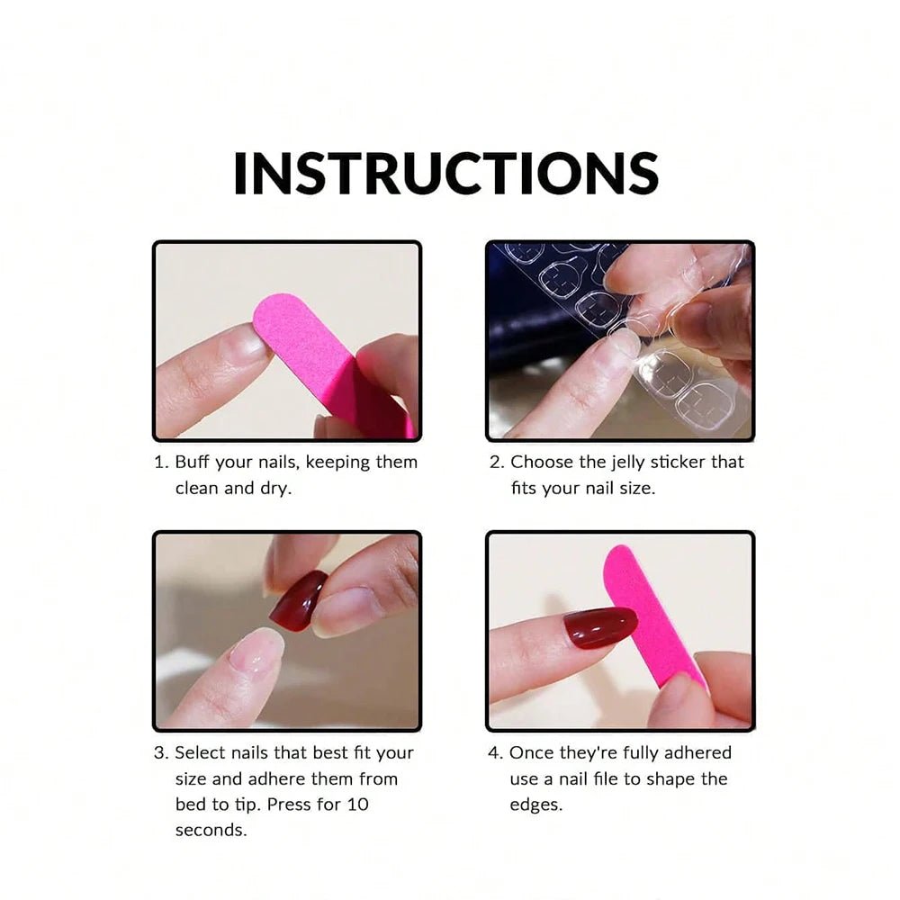 24pcs Ballerina Press - On Nails — Black French Tip Love Design Summer Nails in 19 Colors - Mzunye