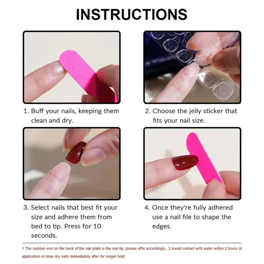 24pcs Flower Print Press - On Nails — Wine Red & Blush Almond Shape Summer Fake Nails - Mzunye