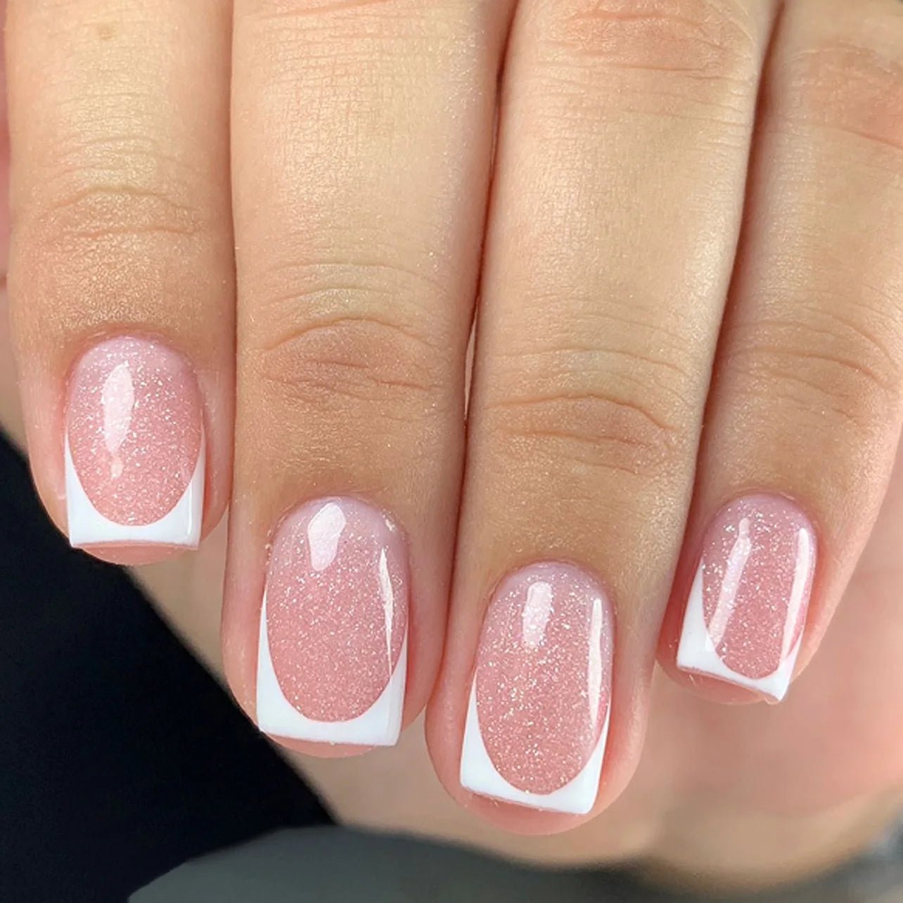24Pcs French Tip Press-On Nails — Minimalist Square Full Cover Fake Nails with Glue | Mzunye