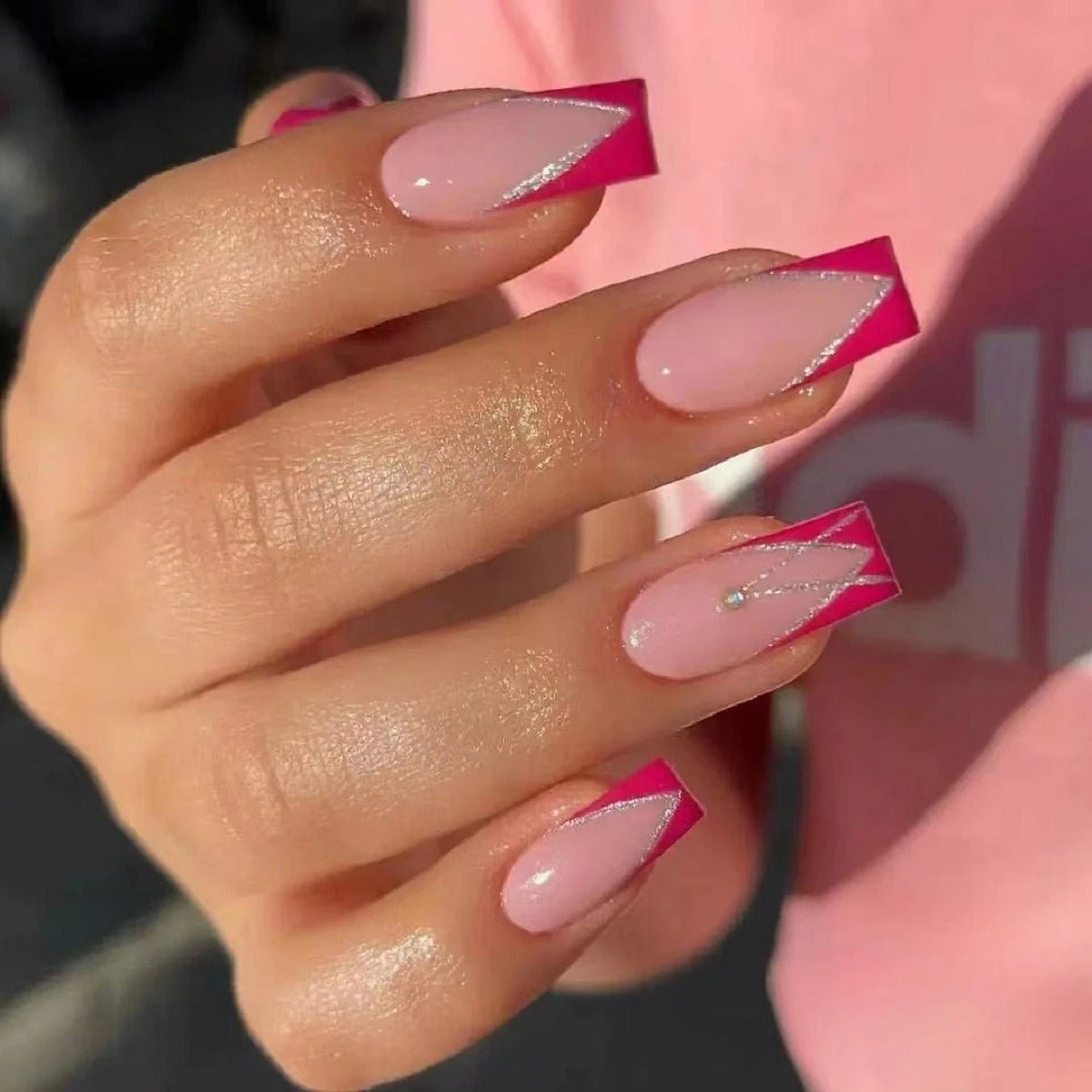 24Pcs French Tip Press-On Nails — Minimalist Square Full Cover Fake Nails with Glue | Mzunye