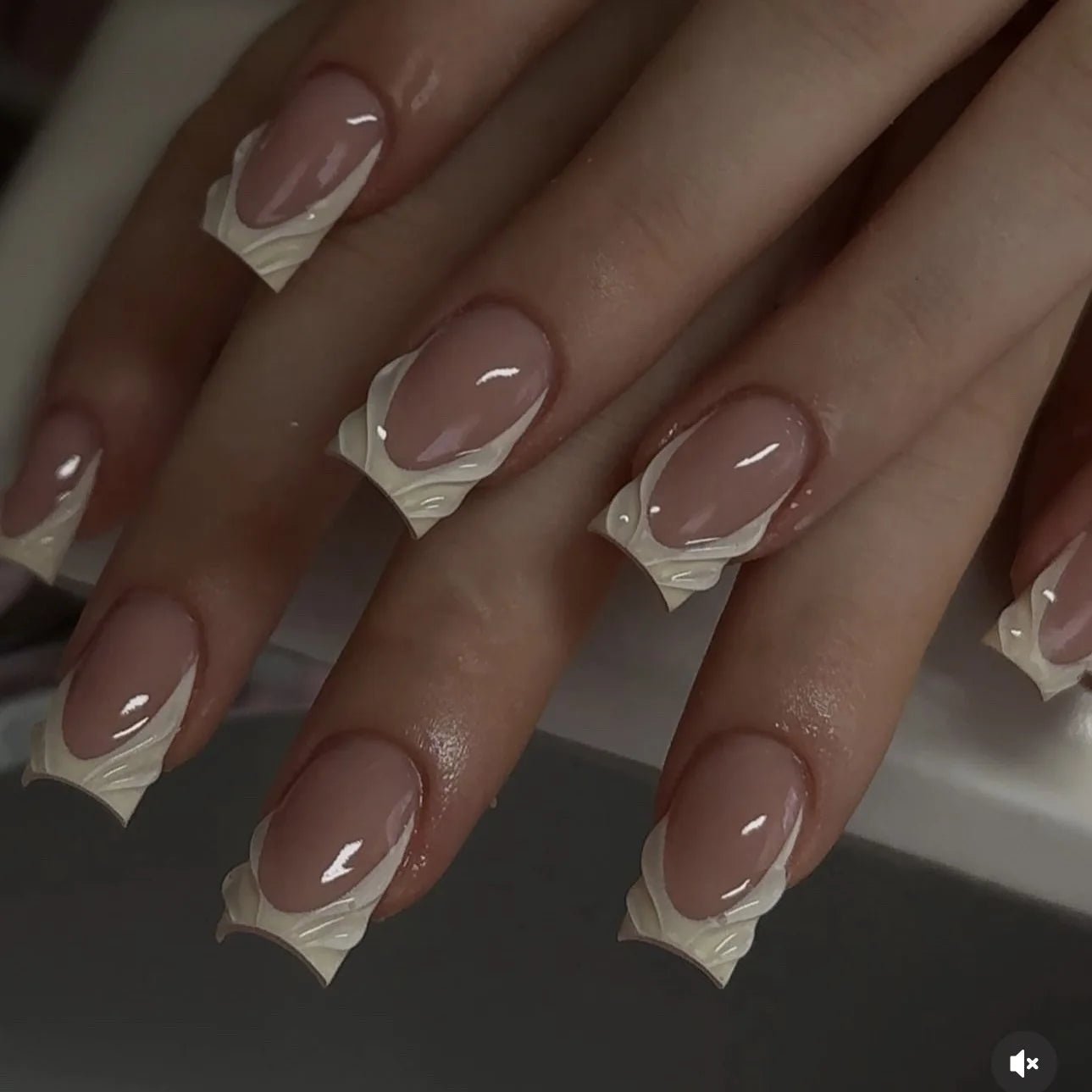 24Pcs French Tip Press-On Nails — Minimalist Square Full Cover Fake Nails with Glue | Mzunye