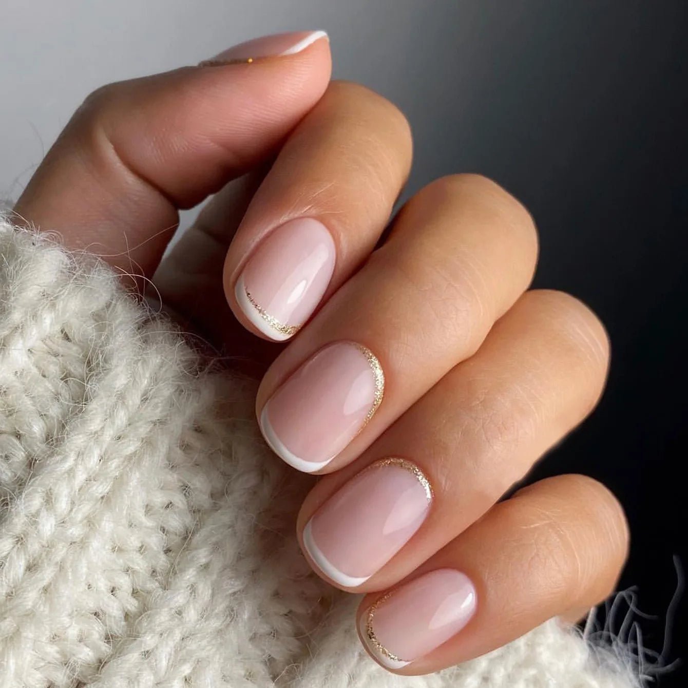 24Pcs French Tip Press-On Nails — Minimalist Square Full Cover Fake Nails with Glue | Mzunye