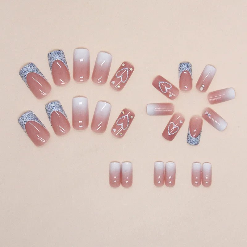 24pcs Natural Long Square Press - On Nails — Gentle Finish with Jelly Glue & Nail File Kit - Mzunye