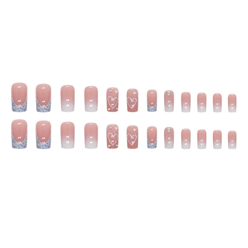 24pcs Natural Long Square Press - On Nails — Gentle Finish with Jelly Glue & Nail File Kit - Mzunye