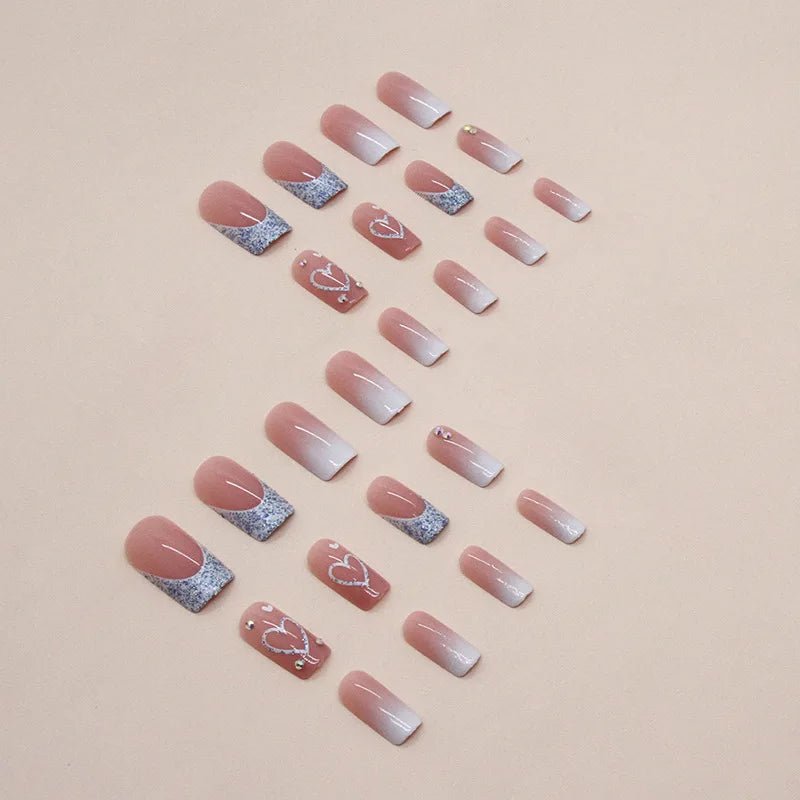 24pcs Natural Long Square Press - On Nails — Gentle Finish with Jelly Glue & Nail File Kit - Mzunye